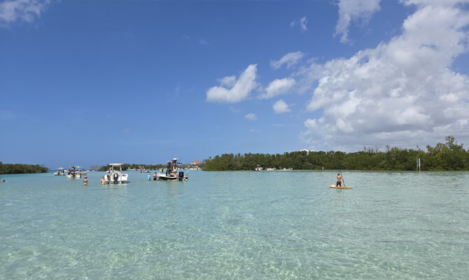 Paddle boarding near Siesta Key during private boat tour trip