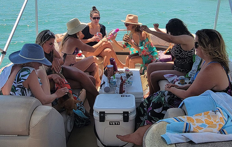 Enjoying bachelor bachelorette cruise with Sarasota Bay group