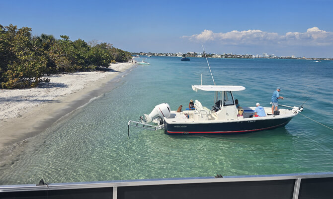 Anchoring at secluded sandbar on Sarasota Bay charter